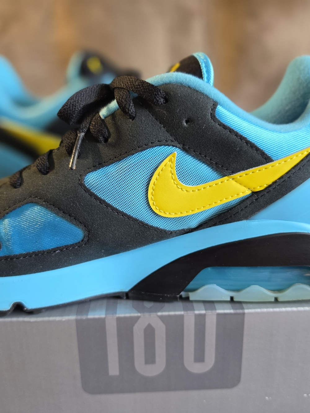 Nike AirMax 180 Men's Blue and Yellow Athletic Sneakers - Picture 8 of 12
